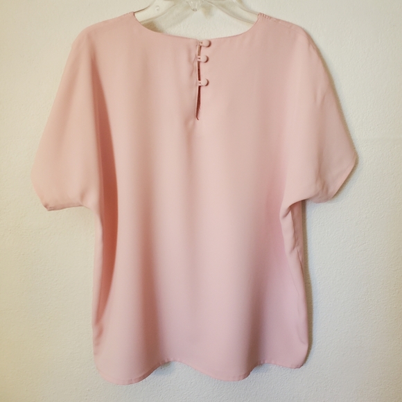 MEDIUM 10 Petite Vintage 90's Pink Embroidered Blouse - Picture 2 of 7